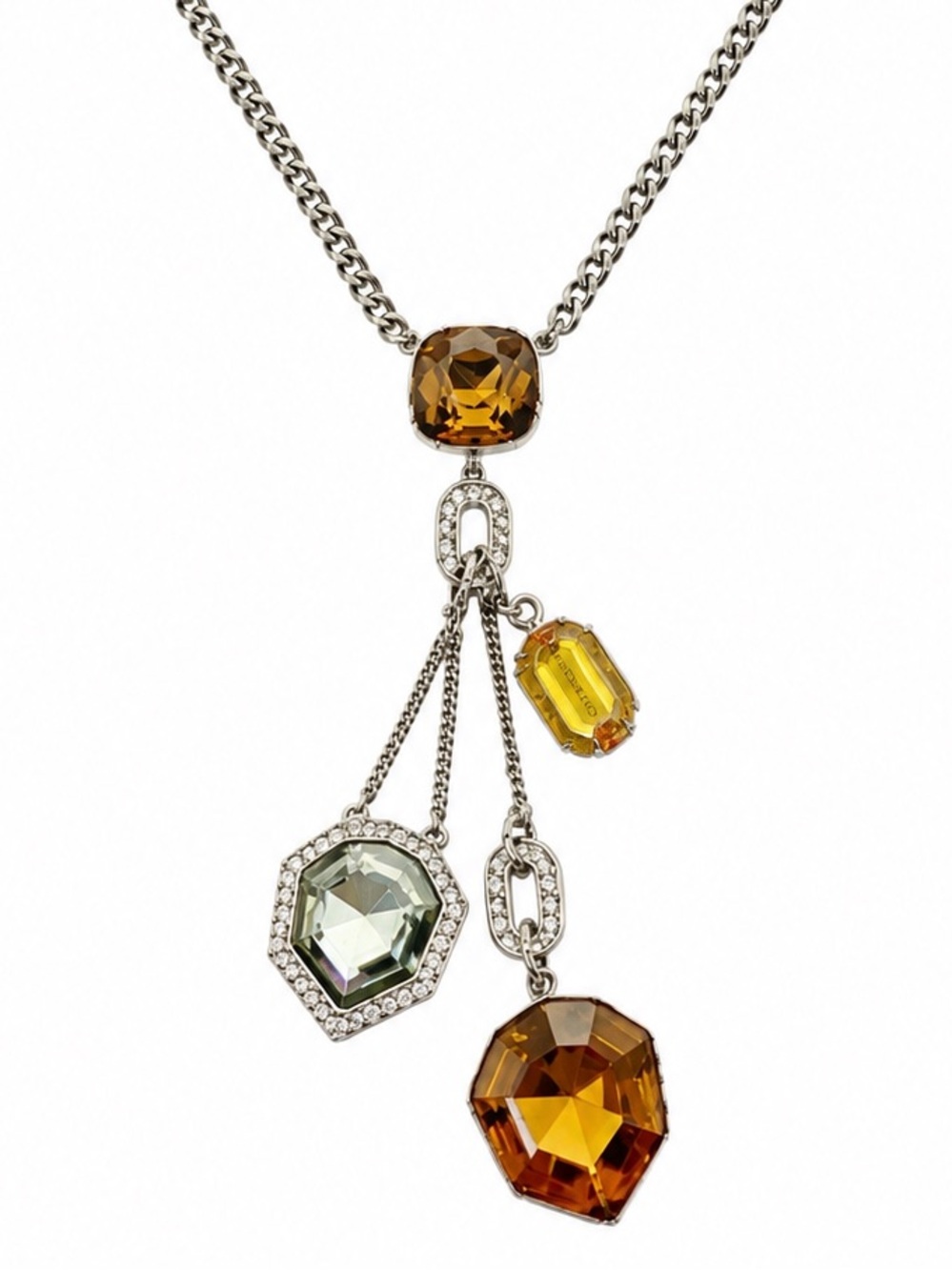 Givenchy gunmetal brown Crystal Necklace